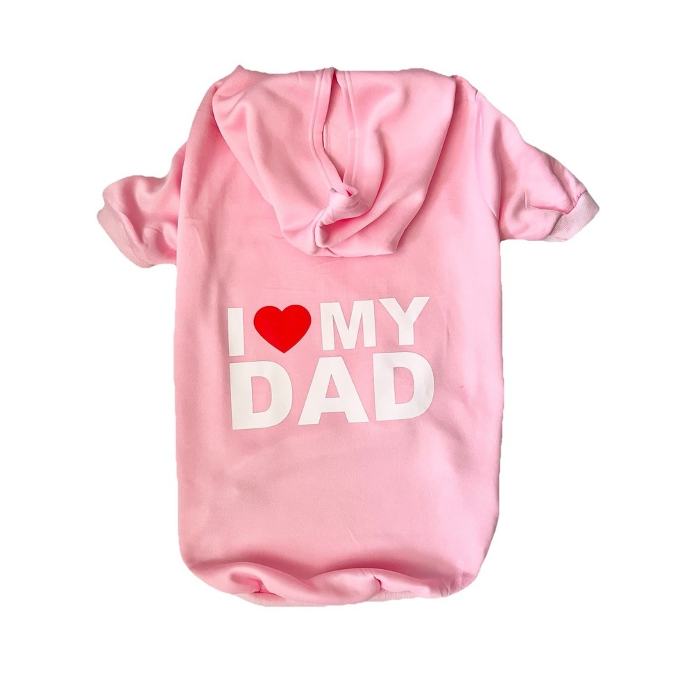 Dog Hoodie Love Dad  XX-Large Pink Sweatshirt‎ Winter Clothing Pet Supplies